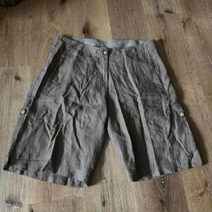 Poetry Brown Shorts 100% Linen Size US12